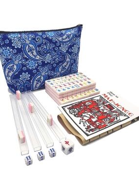 American Mini Mahjong Set 166 Mahjong Tiles 0.9-Inch American Mahjong Game Pink